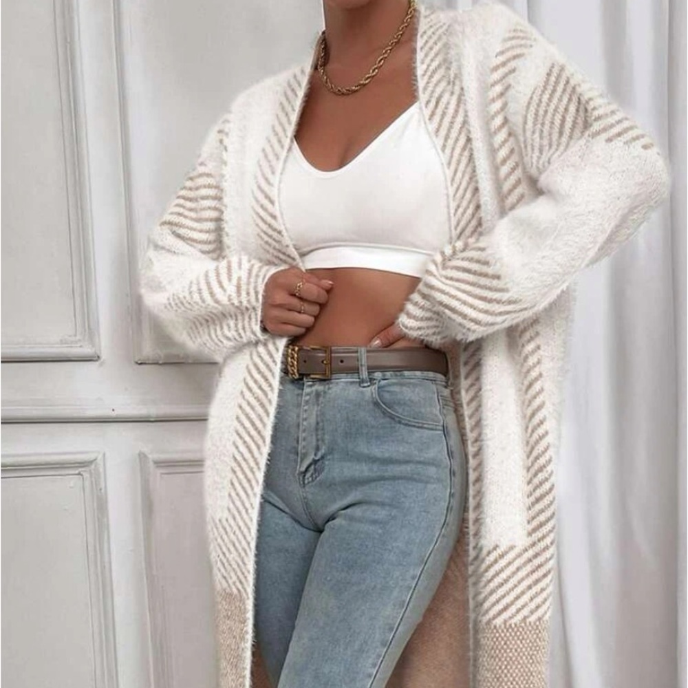 New striped long sleeve cardigan sweater - Picture 3 of 9